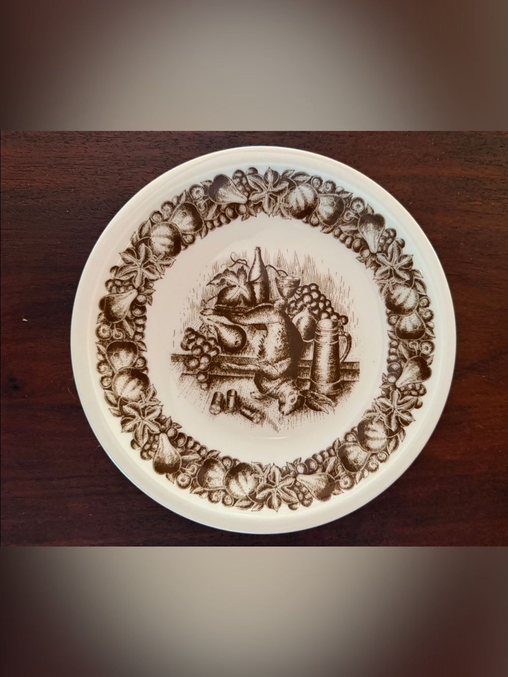 Vintage Schonwald Brown Harvest Rabbit Decorative Salad/Dessert  Plate
